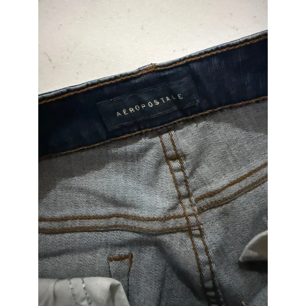 Aeropostale Womens‎ High Waisted Cropped Jeggings Distressed Medium Wash Size 10